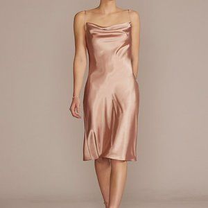 Midi Charmeuse Bridesmaid Satin Slip Dress - champagne,cream,sand - plus sz